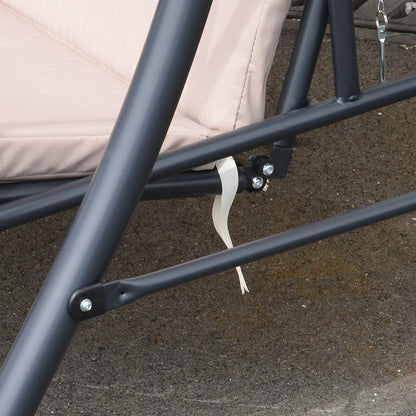 Outsunny 3-Seater Swing Chair, Steel, Polyester-Beige 