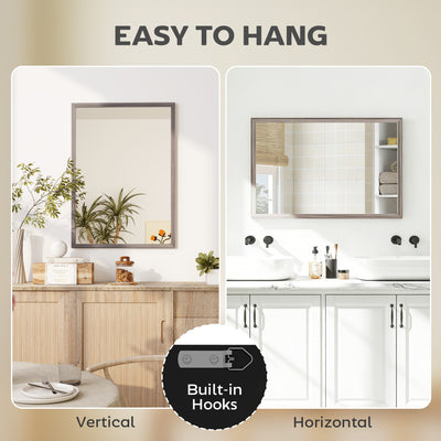 HOMCOM Wall Bathroom Mirror, 50 x 70 cm Wall-Mounted Mirror for Living Room, Bedroom, Hallway, Grey 