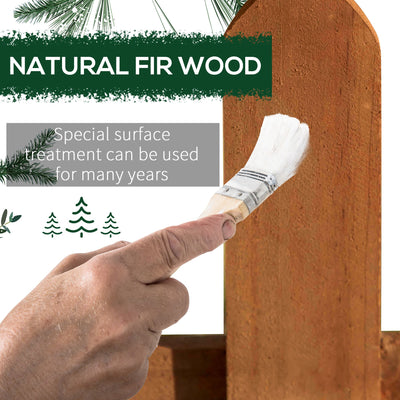 Outsunny Pack of 12 Wooden Border Fences, Garden Fixed Picket Fence for Lawn Edging, Flowerbed, 60L x 1D x 34H cm, Brown 