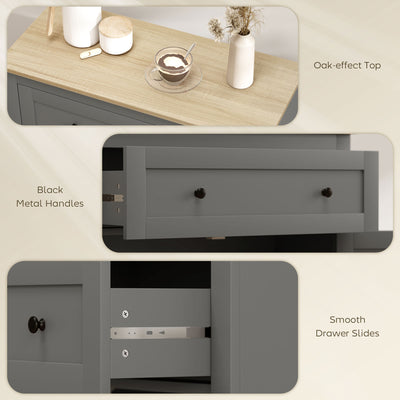 HOMCOM Sideboard Storage Cabinet, Morden Kitchen Cupboard with Adjustable Shelf, Drawer and Double Doors, Sideboard for Living Room, Dining Room, Hallway, Grey 