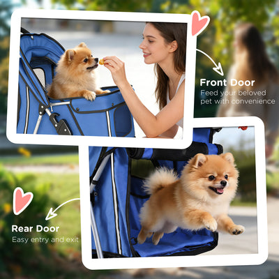 PawHut 3 Wheel Pet Stroller for Small and Miniature Dogs, Blue 