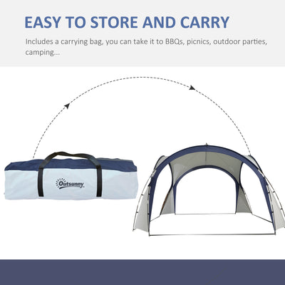 Outsunny Gazebo Party Tent, 3.5x3.5m-Cream/Blue 