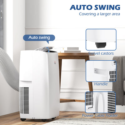 HOMCOM 14,000 BTU Mobile Air Conditioner, with LED Screen - White 