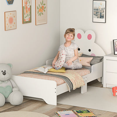 ZONEKIZ Rabbit-Designed Toddler Bed, Kids Bedroom Furniture - White 