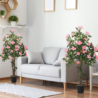 HOMCOM Set of Two Faux Rose Plants, with Pots 