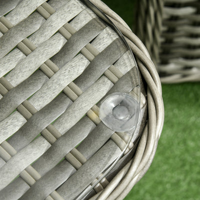 Outsunny Four-Piece Rattan Set, with Glass-Top Table - Grey 