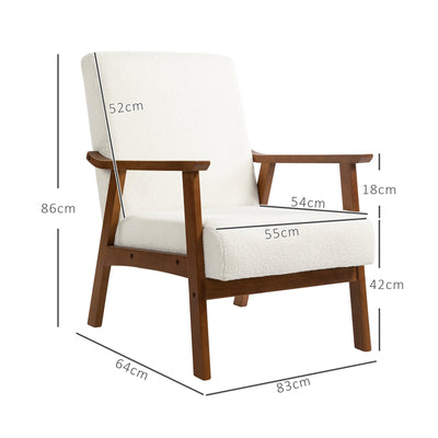 HOMCOM Boucle Seat Mid Century Accent Chair - White 