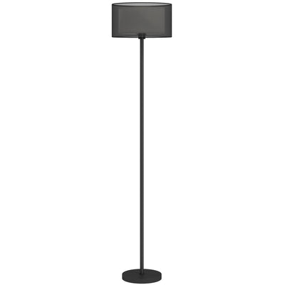 HOMCOM Floor Lamp for Living Room, Modern Standing Lamp with Double Layer Shade & Foot Switch, Minimalist Tall Pole Lampshade for Bedroom, Office, Black 