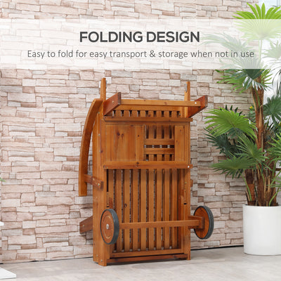 Outsunny Outdoor Garden Patio Wooden Sun Lounger Foldable Recliner Deck Chair Day Bed Furniture with Wheels 