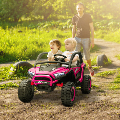 AIYAPLAY 2 Seater 24V 7AH Ride on Truck, Battery Powered Electric Ride On Car w/ Remote, Suspension, 3 Speeds - Pink 