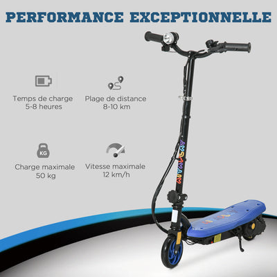 HOMCOM Foldable Electric Scooter, with LED Headlight, for Ages 7-14 Years - Blue 