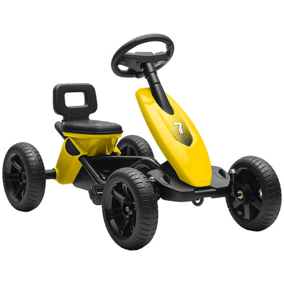 AIYAPLAY Pedal Go Kart for Kids 2-5 Years, with Silent EVA Wheels, Metal Frame, Yellow 