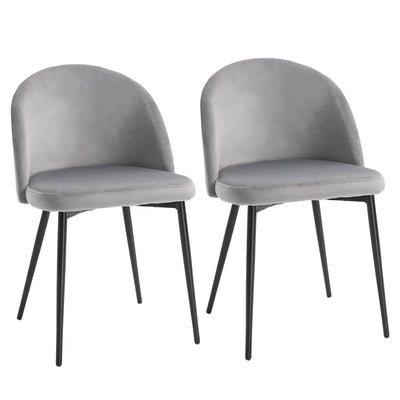 HOMCOM Dining Chairs Set of 2 Contemporary Design for Office Dining Kitchen with Soft Fabric Seat and Back Living Room, Grey 