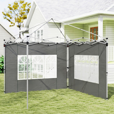 Outsunny Gazebo Side Panels, Sides Replacement with Window for 3x3(m) or 3x4m Pop Up Gazebo, 2 Pack, Dark Grey 