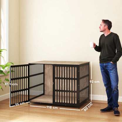 PawHut Dog Crate Furniture with Anti-Chew Resistant Mesh, Anti-Escape Single Door, for Extra Large Dogs, 118 x 80 x 92 cm 