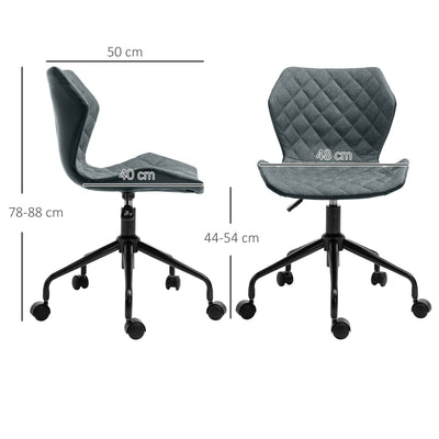 HOMCOM Office Computer Desk Chair, Swivel Task Chair no Arms, Fabric Study Chair with Adjustable Height and Rolling Wheels for Home Work, Grey 