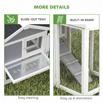 PawHut Large Chicken Coop, Wooden Outdoor Chicken Cage Poultry Hen House with Nesting Box 