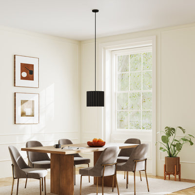 HOMCOM Linen Pendant Light, Modern Wave Ceiling Light Shade, E27 Lampshade for Living Room, Bedroom, Kitchen, Hallway, Black 