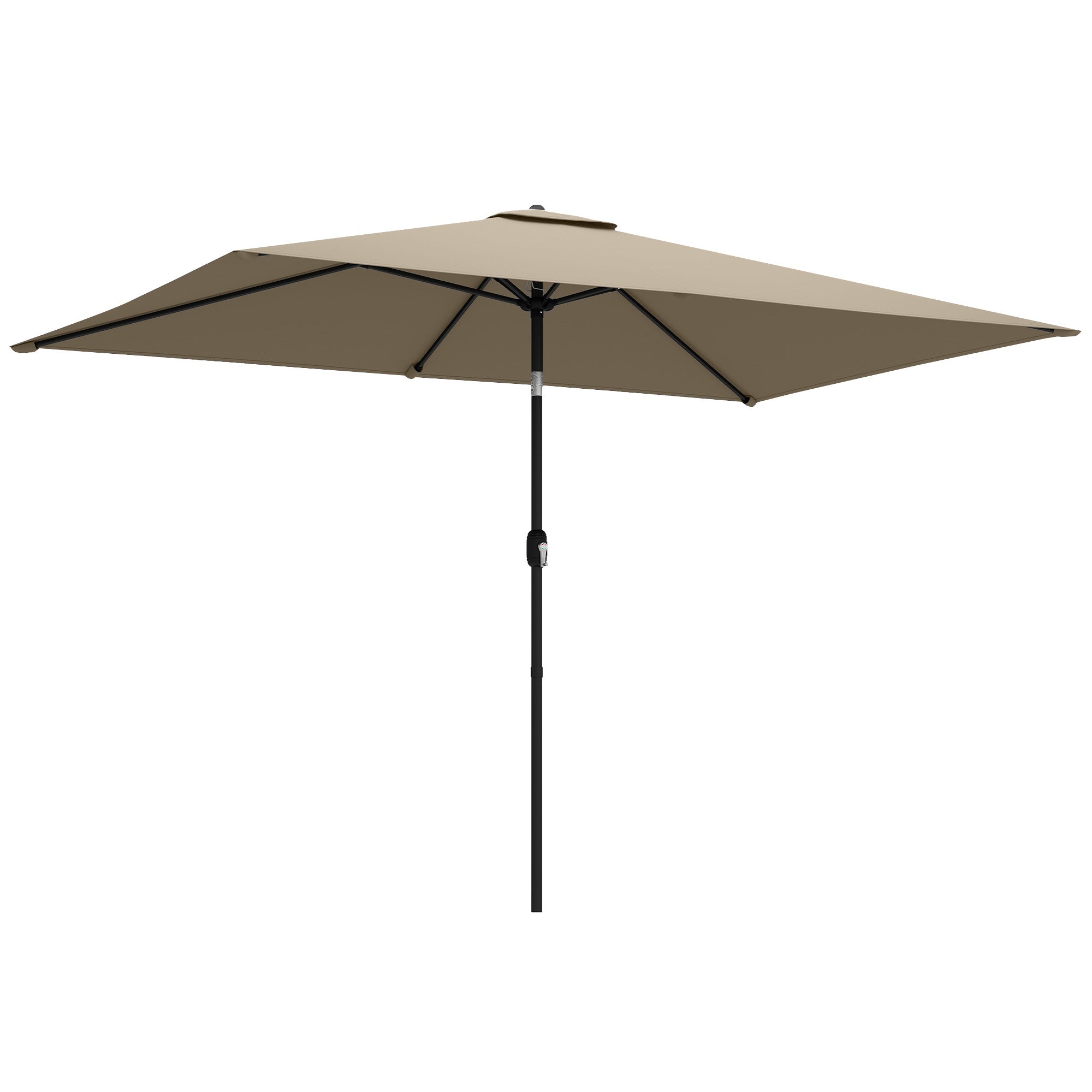 Outsunny Garden Parasol, Parasol Umbrella with Crank Handle, Tilt Function, Polyester Canopy, Khaki 