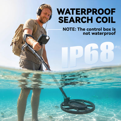 Outsunny Metal Detector for Adults, IP68 Waterproof Search Coil with LCD Display, 5 Modes Gold Detector with Carry Bag, Shovel 