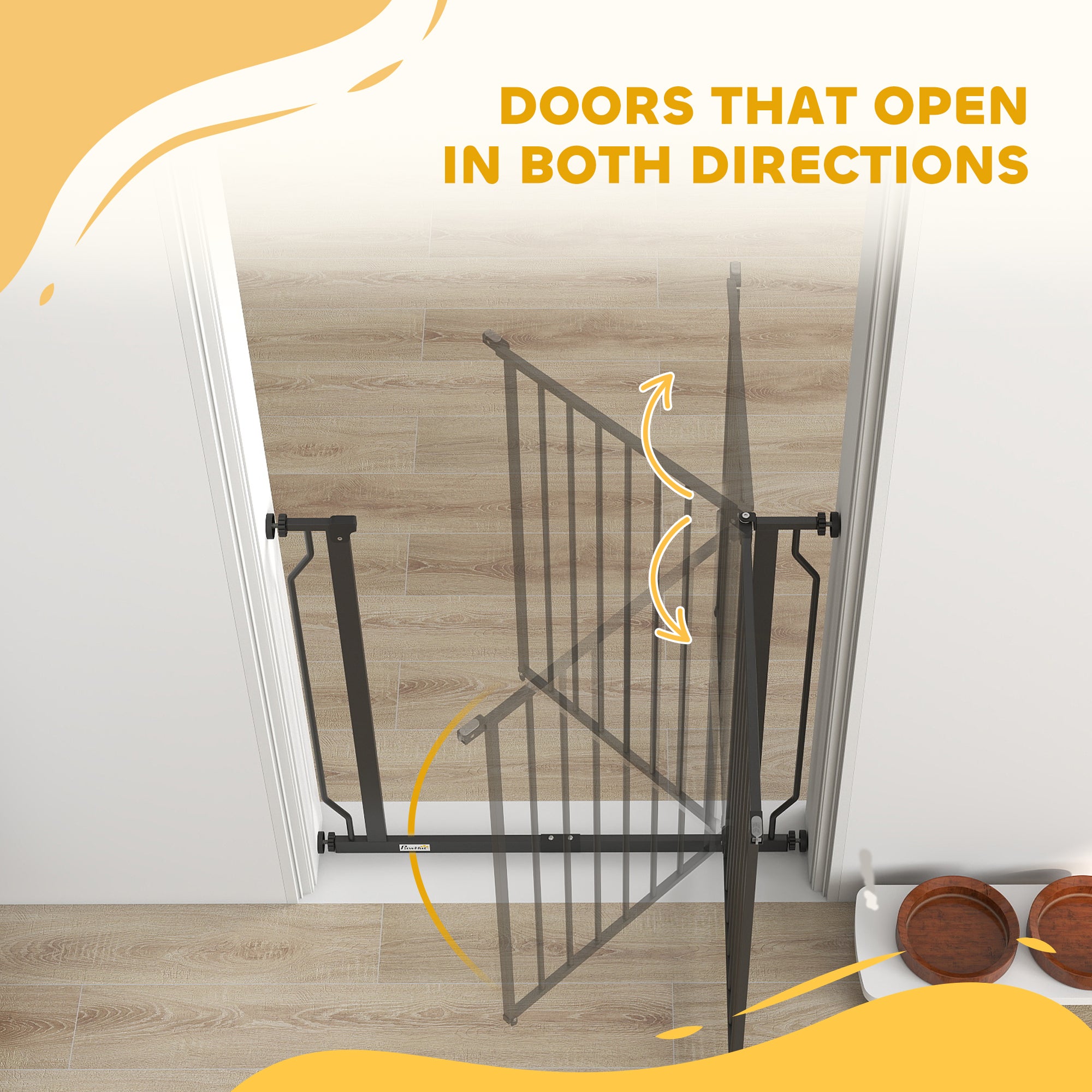 PawHut Extra Wide Dog Gate, with Door Pressure, for Doorways, Hallways, Staircases - Black 