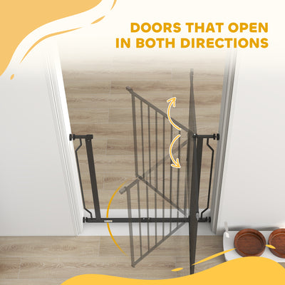 PawHut Extra Wide Dog Gate, with Door Pressure, for Doorways, Hallways, Staircases - Black 