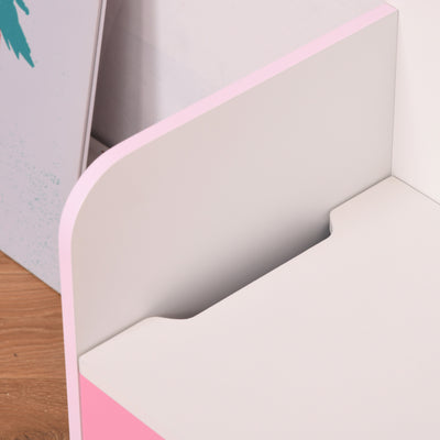 HOMCOM Kids Wooden Toy Box Children Storage Chest Bench Organiser Safety Hinge Bedroom Playroom Furniture Pink 