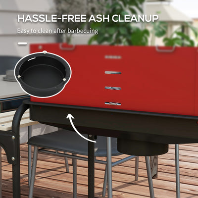 Outsunny Charcoal BBQ, with Five Position Grill Grate - Red 
