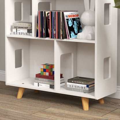ZONEKIZ Three-Tier Toy Storage Shelf, Kids Bookcase, with Six Cubes, for Playroom, Bedroom - White 