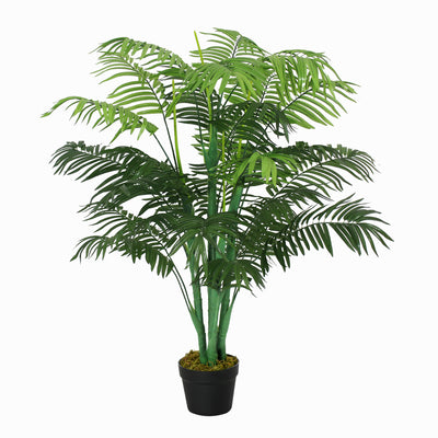 Outsunny 125cm/4FT Artificial Palm Plant Decorative Tree with Nursery Pot, Fake Plastic Indoor Outdoor Home Office Décor, Green 