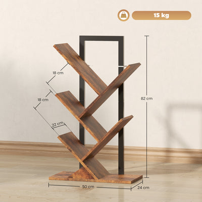 HOMCOM Four-Section Tree Bookcase - Wood-Effect 