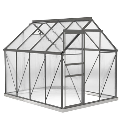 Outsunny 190 x 253 cm Walk-In Polycarbonate Greenhouse - Dark Grey 