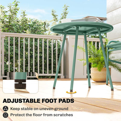 Outsunny 3 Piece Rattan Bistro Set, Outdoor Garden Furniture Set with 2 Chairs, Round Coffee Table for Patio, Balcony, Green 