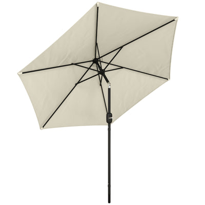Outsunny 2.6 m Garden Parasol Umbrella with Aluminium Pole, Outdoor Patio Umbrella with Tilt and Crank, Vent, Cream White 