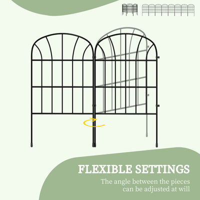 Outsunny Metal Decorative Outdoor Picket Fence Panels Set of 8, Black 