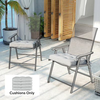 Outsunny Set of 4 Garden Seat Cushion with Ties, 42 x 42cm Replacement Dining Chair Seat Pad, Light Grey 