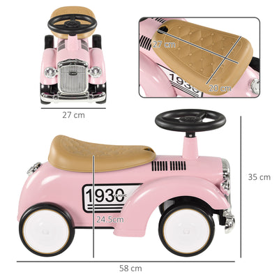AIYAPLAY Foot to Floor Slider for Toddlers with Under-Seat Storage, Ride on Sliding Car with Horn, for Ages 12-36 Months - Pink 