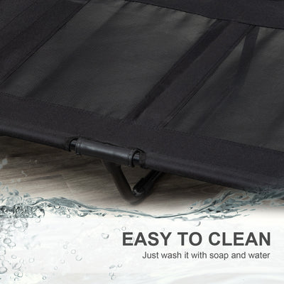 PawHut Large Raised Dog Bed Cat Elevated Lifted Cooling Portable Camping Basket Outdoor Indoor Mesh Pet Cot Metal Frame Black 
