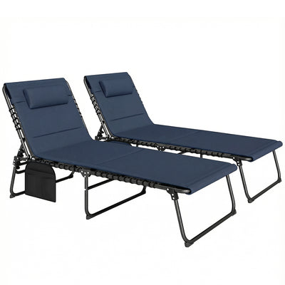 Outsunny Set of Two Reclining Sun Loungers - Dark Blue 