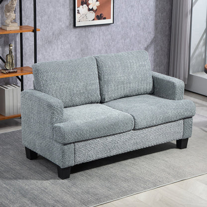 HOMCOM 2 Seater Sofa, Loveseat Sofa with Removable Back Cushions, Chenille Fabric Small Couch Settee with S-springs for Living Room, Bedroom, Home Office, Light Grey 