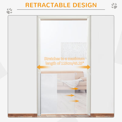 PawHut Retractable Stair Gate,  Dog Pet Barrier, for Doorway, Staircase, Hallway - White 