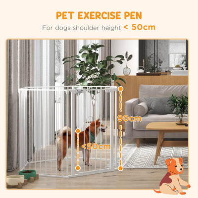 PawHut 6 Panels Foldable Dog Playpen, Puppy Pen Crate with Door - White 