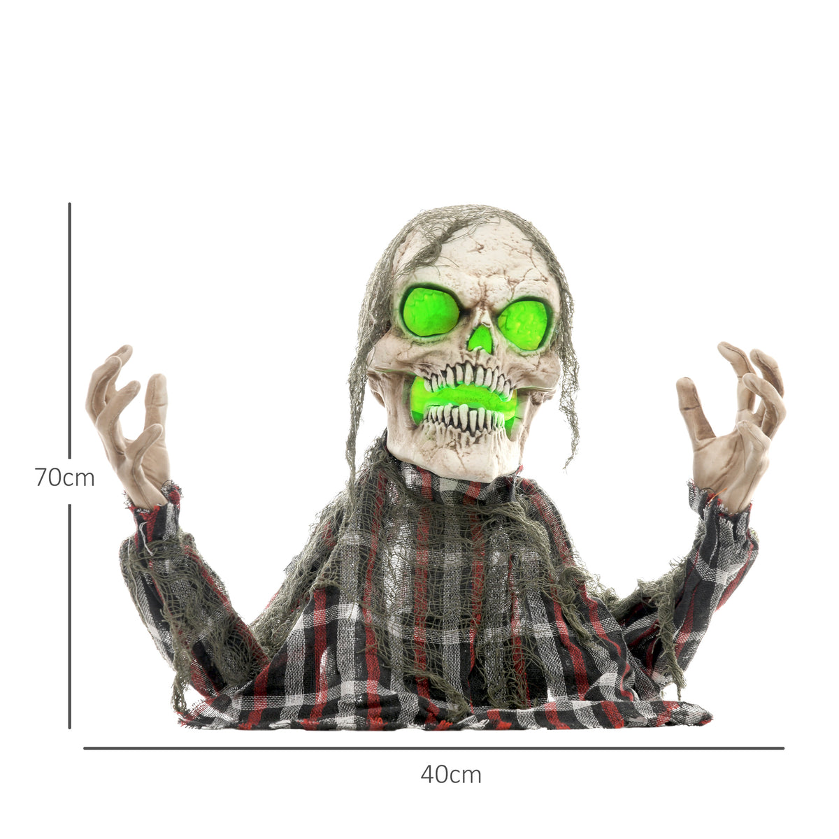 HOMCOM 70cm Groundbreaker Skeleton Halloween Animatronic, with Glowing Eyes 