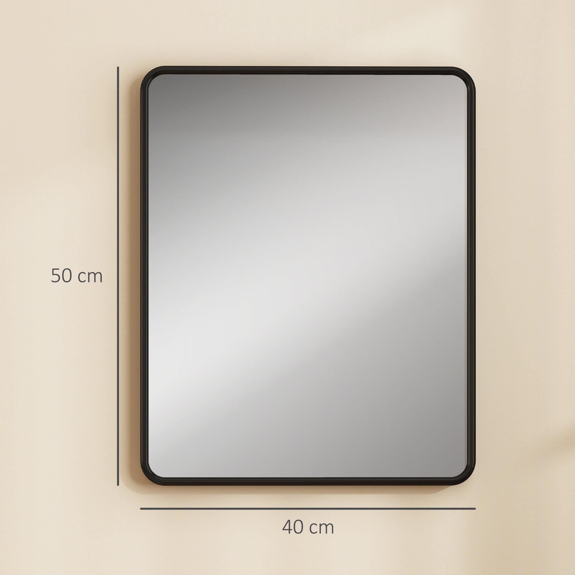 HOMCOM Rectangular Wall Mirror with HD Glass - Black 