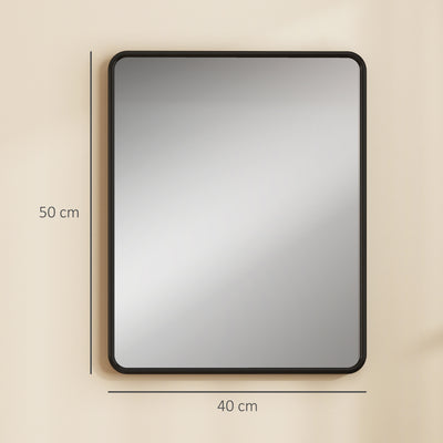HOMCOM Rectangular Wall Mirror with HD Glass - Black 