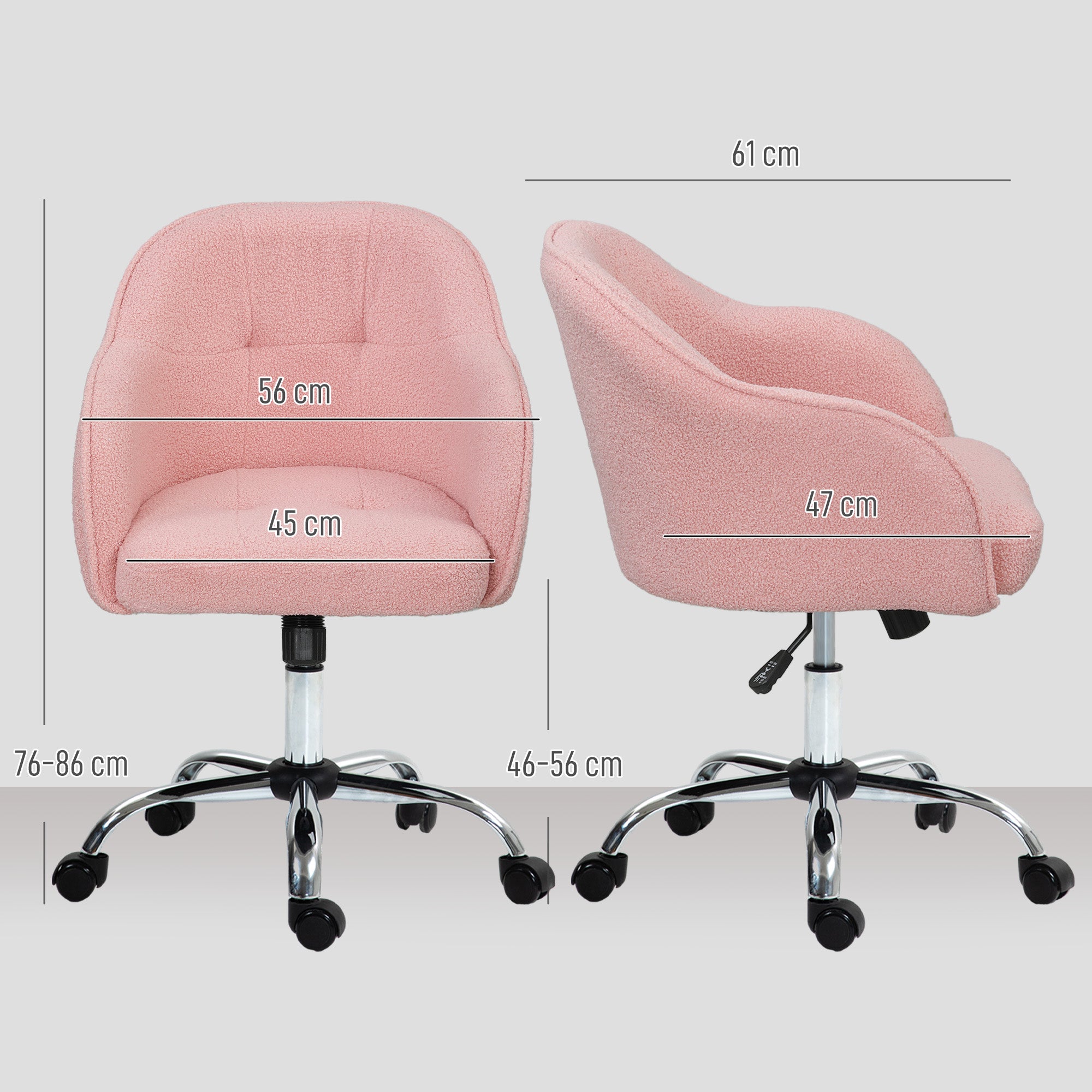 HOMCOM Teddy Fleece Swivel Office Chair - Pink