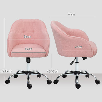 HOMCOM Teddy Fleece Swivel Office Chair - Pink 