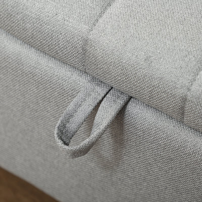 HOMCOM 92 x 31cm Linen-Look Storage Ottoman - Light Grey 
