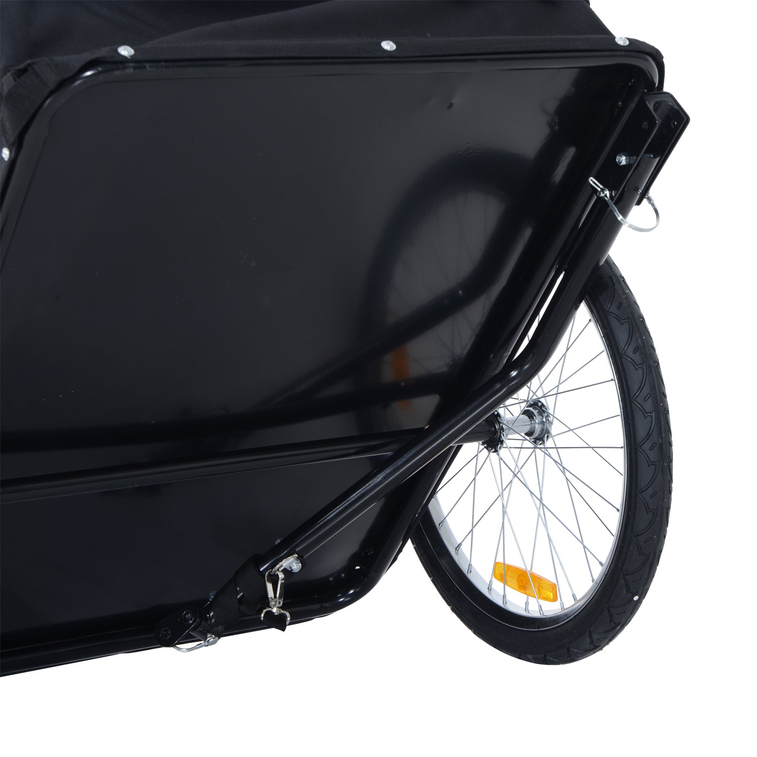 HOMCOM Bike Trailer Cargo in Steel Frame Extra Bicycle Storage Carrier with Removable Cover and Hitch (White and Black) 
