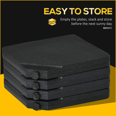 Outsunny Four-Piece Plastic Cantilever Parasol Base - Black 